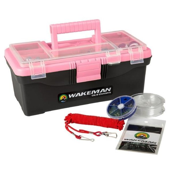 Wakeman Wakeman 80-FSH5017 55 Piece Fishing Single Tray Tackle Box; Pink 80-FSH5017